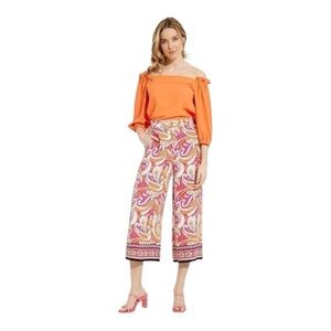 Joseph Ribkoff Retro Paisley Print Size 6 High Waisted Culotte with Side Pockets